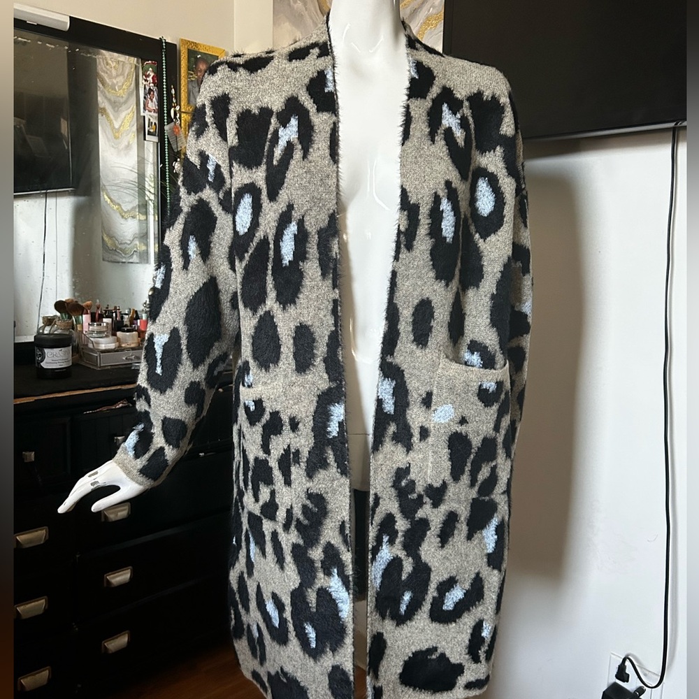 Leopard Print Open Front Cardigan